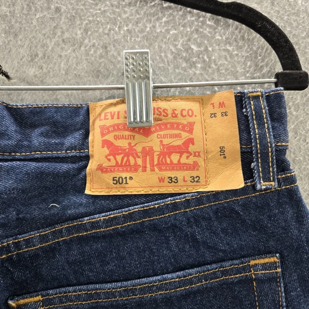 Levi's 501 Men Jeans 33X32 Blue Denim‎ Original Fit Straight Leg Button Fly